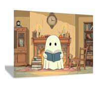 WUFIEA Halloween Village Stampe Su Tela Di Stampe Da Parete Decorazioni Letture dei fantasmi per Dormitorio Camera da letto bagno soggiorno ufficio Decor(bianco38)-40x60cm Incorniciato