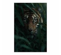 WUFIEA Moderni Decorazioni da Muro tigre motivo animali selvatici Tigri nascoste nella foresta per Casa Soggiorno Camera da Letto(Bianco e nero)-60x80cm Non incorniciato