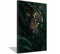 WUFIEA Moderni Decorazioni da Muro tigre motivo animali selvatici Tigri nascoste nella foresta per Casa Soggiorno Camera da Letto(Bianco e nero)-70x100cm Incorniciato
