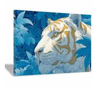 WUFIEA Moderno TIGRE Art Animali Quadri Tigri nascoste nella foresta Quadri Moderni Soggiorno(Arancione)-40x60cm Incorniciato