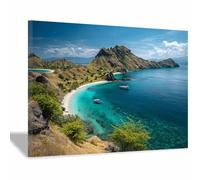 WUFIEA paesaggio arte da parete moderna Isole sul mare ufficio bagno camera da letto cucina decorazione(blu117)-40x60cm Incorniciato