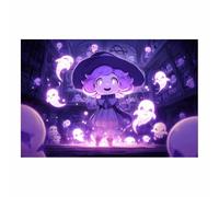 WUFIEA Pictures Decorazioni murali Poster di Halloween in tela spettrale Spiriti che giocano con le streghe arte della parete per casa, festa, di celebrazione(Violetta;19)-60x90cm Non incorniciato
