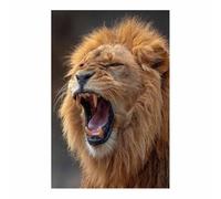 WUFIEA Pittura su tela con leone Stampa artistica con famiglia di leoni Il leone che mostra le zanne per soggiorno camera da letto decorazione per la casa(giallo195)-60x80cm Non incorniciato