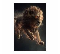 WUFIEA Pittura su tela con leone Stampa artistica con famiglia di leoni Il leone che vola tra le fiamme per soggiorno camera da letto decorazione per la casa(Grigio scuro210)-60x90cm Non incorniciato