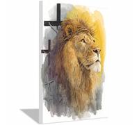 WUFIEA Poster animali di leone leone africano Il leone accompagnato dalla punizione per Soggiorno Camera da Letto Ufficio Cucina(giallo209)-60x80cm Incorniciato