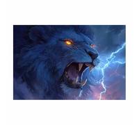 WUFIEA Poster animali di leone leone africano Il ruggito del leone blu per Soggiorno Camera da Letto Ufficio Cucina(blu125)-40x60cm Non incorniciato