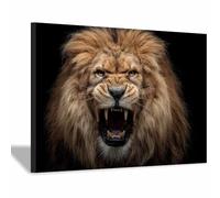 WUFIEA Poster animali di leone leone africano Il ruggito feroce del leone per Soggiorno Camera da Letto Ufficio Cucina(marrone128)-20x30cm Incorniciato