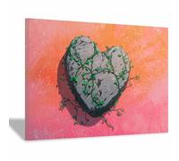 WUFIEA Poster su tela significativo, stampa su tela astratta a forma di cuore Cuore Sogni di Carta Per un soggiorno o uno studio, arte murale unica(Violetta)-60x90cm Incorniciato