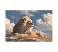 WUFIEA Quadro Su Tela Leone Leone che osserva le nuvole per soggiorno, arredamento per la casa(marrone70)-20x30cm Non incorniciato