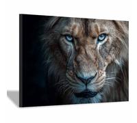WUFIEA Quadro Su Tela Leone Lo sguardo del leone si fissa per soggiorno, arredamento per la casa(grigio13)-70x100cm Incorniciato