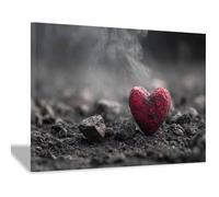 WUFIEA Stampe da parete a forma di cuore, arte murale, stampe d'amore Cuore di schizzo d'inchiostro Per casa, corridoio, camera da letto, soggiorno, decorazioni(Rosso)-70x100cm Incorniciato