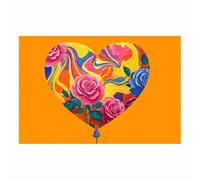 WUFIEA Stampe da parete a forma di cuore, arte murale, stampe d'amore Cuore dipinto di rosa Per casa, corridoio, camera da letto, soggiorno, decorazioni(Multicolore)-20x30cm Non incorniciato