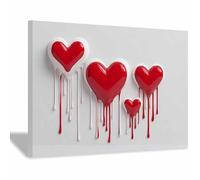 WUFIEA Stampe da parete a forma di cuore, arte murale, stampe d'amore Cuore impronta digitale Per casa, corridoio, camera da letto, soggiorno, decorazioni(Rosso)-60x80cm Incorniciato