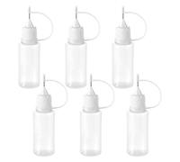 WUFKOP Set di 6 Flaconi Dosatori con Punta Fine, 10ml Flacone Contagocce in Plastica Bianca Riutilizzabile per Applicazione Precisia di Colla, Colori e Oli (per Modellismo, Fai da Te, Laboratorio)