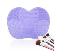 WUFKOP Tappetino in Silicone per la Pulizia dei Pennelli da Trucco, Spugnetta Detergente con Trame Multifunzione per Pennelli, Ideale per Casa e Viaggio (Lilla)