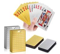 Wugauwor 2 Mazzi di Carte da Gioco Impermeabili, Oro e Argento, Carte da Poker in Plastica, Texture Diamantata, Design Lussuoso per Blackjack, Giochi di Carte all'Aperto, Piscina, Spiaggia, Viaggi
