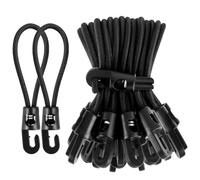 WuGU 30 Pezzi Corde Elastiche con Gancio, 25 cm Corda Elastica per Teloni, Tenditore in Gomma Corda Elastica per Telone del Rimorchio, Bagagli, Campeggio, Nero