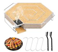 WuGU Affumicatore Barbecue, Acciaio Inox Fumatore, con 4 Ganci e 2 Spazzola, Scatola Generatore di Fumo, Generatore di Fumo Freddo per Griglia Forno a Fumo (23 x 19x 8.5 cm)
