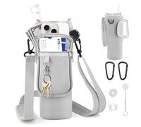 WuGU Borsa Portabottiglia con Tasca per Telefono per Stanley 40oz, Accessori per Tazza Stanley, Portabottiglia in Neoprene con Cinturino Regolabile per Stanley