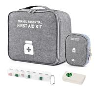 WuGU Borsa Pronto Soccorso, 2 Pezzi Kit di Primo Soccorso Vuota di Medicina (Grande+Mini), Porta Medicine da Viaggio con 2 Pillole Scatole Per Situazioni di Emergenza a Casa, Ufficio, Esterni