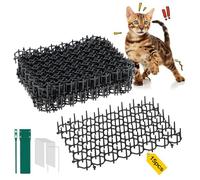 WuGU Dissuasore per Gatti, 15 Pezzi Plastica Tappetino Anti Gatto 15 x 20 cm, Tappetino Repellente per Gatti con Punte e Fascetta per Prato Giardino Interno Esterno