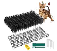 WuGU Dissuasore per Gatti, 15 Pezzi Plastica Tappetino Anti Gatto 20 x 40 cm, Tappetino Repellente per Gatti con Punte e Fascetta per Prato Giardino Interno Esterno