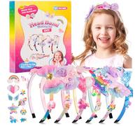 WuGU Kit per La Creazione di Cerchietti per Capelli, 49 Pezzi Set di Accessori per Capelli fai da te, Regalo per Ragazze di 5 6 7 8 9 10 Anni, Regali di Compleanno e Natale per Bambina