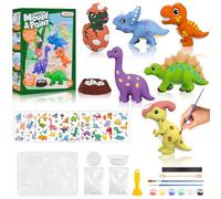 WuGU Kit Pittura Dinosauri per Bambini, DIY Giocattoli Bambino, Set di Pittura su Gesso per Bambini, Giocattoli Creativi di Artigianato Artistico per 5-12 Anni Bambini per Natale, Complean