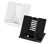 WuGU Leggio da Tavolo, 2 Pezzi Supporto Regolabile in Metallo per Libri, Ricette, Documenti, Musica, Cucina - 6 Posizioni Regolabili