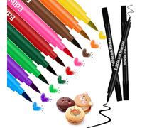 WuGU Penne Coloranti per Alimenti, 12 Pezzi di Pennarello Commestibile a Doppia Faccia, per Decorare Fondente, Torte, Biscotti, Glassa, Uova di Pasqua, Punta Spessa e Punta Fine