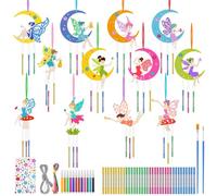 WuGU Scacciapensieri da Esterno,12 Pezzi Campanelli a Vento in Legno, Lavoretti Creativi per Bambini, Campane a Vento per Esterno, Regalo di Compleanno di Natale Regalo Bambina 3-10 Anni, DIY