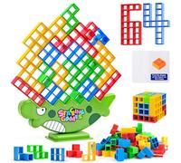 WuGU Tetra Tower, 64 Pezzi Tetris Giocattolo Impilabile, Blocchi Costruzioni Puzzle, Giochi Educativi Montessori, Giochi Montessori Balancing Stacking Toys per 3 4 5 6 7+ Anni