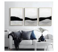 WUHBCZ 3 Immagini Set-Quadro Astratto In Bianco e Nero Con Montagne e Fiumi Poster e Stampe Arte Moderna Nordica per la Decorazione Delle Pareti del Soggiorno-30x45cm (senza telaio)