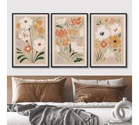 WUHBCZ 3 Immagini Set-Stampa e Poster In Stile Boho Con Motivi Botanici e Floreali Quadro Moderno su Tela per Soggiorno Cucina e Decorazione di Casa-50x60cm (senza telaio)