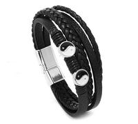 WUHGI Bracciale Bodhi Beads, Braccialetto Vintage in Pelle di Mucca Tai Chi Bagua