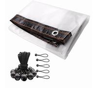 WUHNGD - Telone trasparente impermeabile, 1,5 x 2 m, resistente, con occhielli e 10 corde elastiche con palline, da giardino, in poliestere, copertura per piante