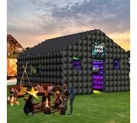 WUHUWOO - Gonfiabile Disco Tenda 20'x16.5'x12' Nero per Adulti Compleanno Cortile Matrimoni 2 Porte e Logo Area
