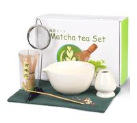 WuikerDuo Set Matcha Premium, Kit Completo Bianco 7 Pezzi con Frustino in Bambù, Ciotola in Ceramica e Accessori per la Cerimonia del Tè, Ideale per Preparare Matcha Latte a Casa o Come Regalo