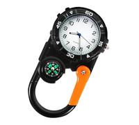 WUIOWPPIC Carabiner Watch Luminous Clip on Quartz Watch Compass Orologio da tasca con moschettone, orologio con bussola, luminoso analogico al quarzo, da uomo e da donna, beige.
