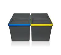 WUITOKI Contenitori raccolta differenziata, 2x12l, pattumiera da cassetto, antracite, salvaspazio da interno, cestini cucina, 31x22x22(H) cm