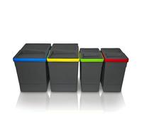 WUITOKI Contenitori raccolta differenziata, 2x15l & 2x6l, pattumiera da cassetto, antracite, salvaspazio da interno, cestini cucina