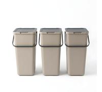 WUITOKI Contenitori raccolta differenziata, 3x32l, beige, salvaspazio da interno, cestini cucina, 34x28x53(H) cm