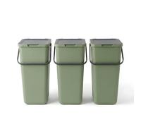 WUITOKI Contenitori raccolta differenziata, 3x32l, verde, salvaspazio da interno, cestini cucina, 34x28x53(H) cm