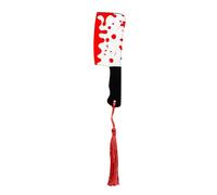 WUJIHE 1 segnalibro in acrilico trasparente con nappa, serie a tema Halloween Chopper Saw con sangue, Halloween per topi di biblioteca (SQ0372)