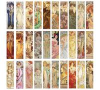 WUJIHE 30pcs Segnalibri Mucha Pittura Classica Regali Art Set Segnalibri Creativi Personalizzati Squisiti Culturali e Creativi Carte