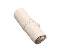WUJIHE Astuccio arrotolabile in tela per penne, matite, trucchi, articoli per la scuola (beige, 36 fori)