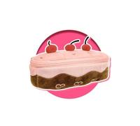 WUJIHE Astuccio portapenne in peluche, grande capacità, multifunzione, con torta di ciliegie, per scuola, ufficio (marrone-rosa)