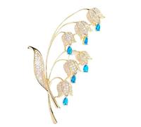 WUJIHE Lusso Rame Micro Intarsiato Cubic Zirconia Campana Lily Of The Valley Spilla Donna Gioielli di Nozze Regali Accessori Abbigliamento, Misura unica
