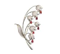WUJIHE Lusso Rame Micro Intarsiato Cubic Zirconia Campana Lily Of The Valley Spilla Donna Gioielli di Nozze Regali Accessori Abbigliamento, Misura unica