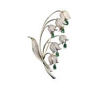WUJIHE Lusso Rame Micro Intarsiato Cubic Zirconia Campana Lily Of The Valley Spilla Donna Gioielli di Nozze Regali Accessori Abbigliamento, Misura unica